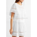 Loose Fit Manga Curta Algodão Branco Mini Vestido de Verão Fabricação Atacado Moda Feminina Vestuário (TA0246D)